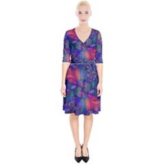 Abstract Floral Art Print Wrap Up Cocktail Dress by SpinnyChairDesigns