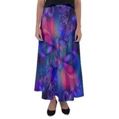Abstract Floral Art Print Flared Maxi Skirt by SpinnyChairDesigns