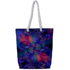 Abstract Floral Art Print Full Print Rope Handle Tote (Small)