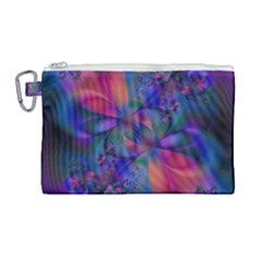 Abstract Floral Art Print Canvas Cosmetic Bag (large) by SpinnyChairDesigns