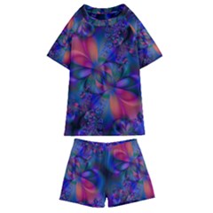 Abstract Floral Art Print Kids  Swim Tee And Shorts Set by SpinnyChairDesigns