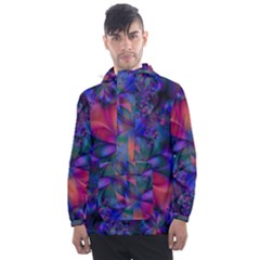 Abstract Floral Art Print Men s Front Pocket Pullover Windbreaker by SpinnyChairDesigns