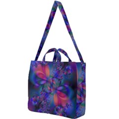 Abstract Floral Art Print Square Shoulder Tote Bag by SpinnyChairDesigns