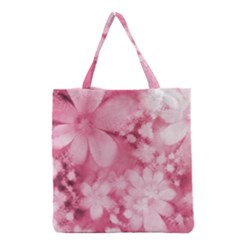 Blush Pink Watercolor Flowers Grocery Tote Bag by SpinnyChairDesigns