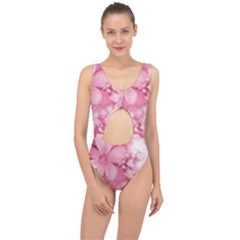 Blush Pink Watercolor Flowers Center Cut Out Swimsuit by SpinnyChairDesigns