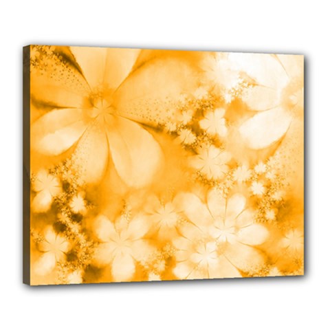 Saffron Yellow Watercolor Floral Print Canvas 20  X 16  (stretched)