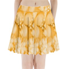 Saffron Yellow Watercolor Floral Print Pleated Mini Skirt by SpinnyChairDesigns