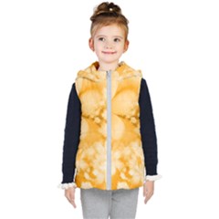 Saffron Yellow Watercolor Floral Print Kids  Hooded Puffer Vest by SpinnyChairDesigns