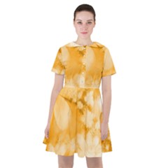 Saffron Yellow Watercolor Floral Print Sailor Dress by SpinnyChairDesigns