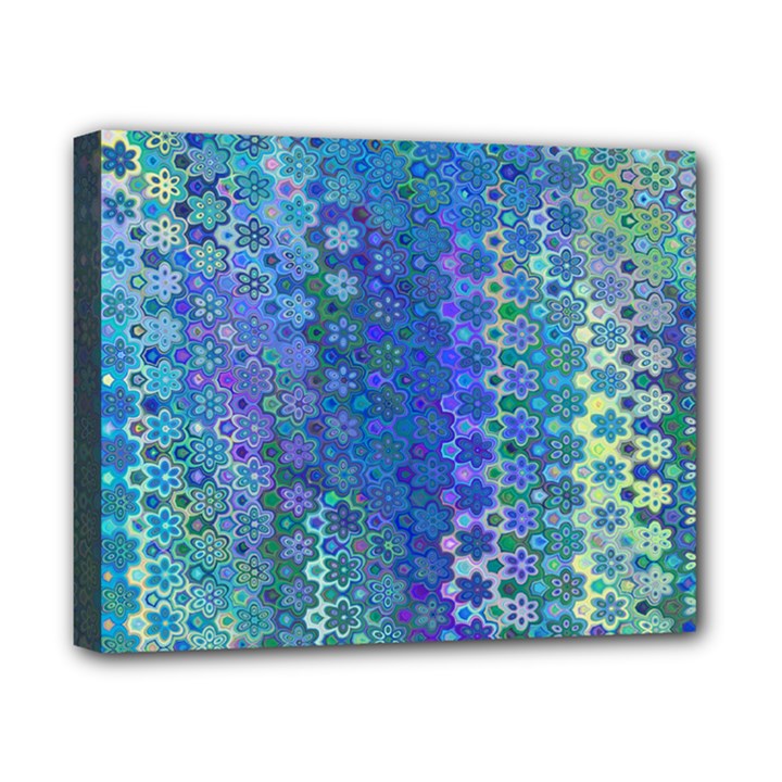 Boho Blue Wildflower Print Canvas 10  x 8  (Stretched)