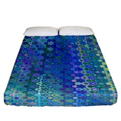 Boho Blue Wildflower Print Fitted Sheet (california King Size) by SpinnyChairDesigns