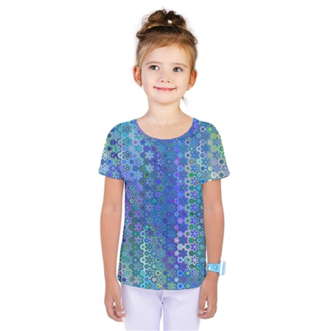 Boho Blue Wildflower Print Kids  One Piece Tee by SpinnyChairDesigns