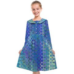 Boho Blue Wildflower Print Kids  Midi Sailor Dress by SpinnyChairDesigns