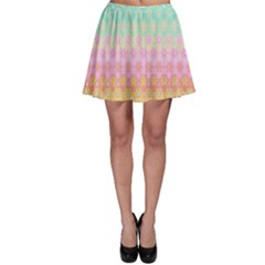 Boho Retro Pastel Floral Pattern Skater Skirt by SpinnyChairDesigns