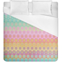 Boho Retro Pastel Floral Pattern Duvet Cover (king Size) by SpinnyChairDesigns