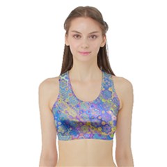 Boho Retro Wildflower Print Sports Bra With Border by SpinnyChairDesigns