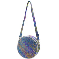 Boho Retro Wildflower Print Crossbody Circle Bag by SpinnyChairDesigns