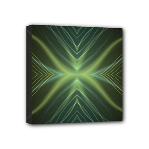 Abstract Green Stripes Mini Canvas 4  X 4  (stretched) by SpinnyChairDesigns