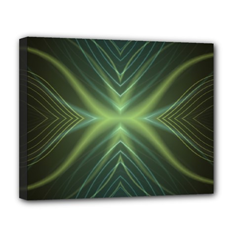 Abstract Green Stripes Deluxe Canvas 20  X 16  (stretched) by SpinnyChairDesigns