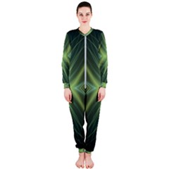 Abstract Green Stripes Onepiece Jumpsuit (ladies)  by SpinnyChairDesigns