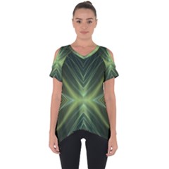 Abstract Green Stripes Cut Out Side Drop Tee by SpinnyChairDesigns