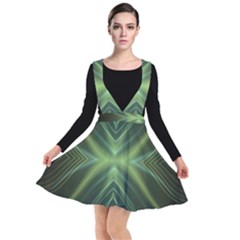 Abstract Green Stripes Plunge Pinafore Dress by SpinnyChairDesigns