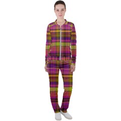 Pink Yellow Madras Plaid Casual Jacket And Pants Set