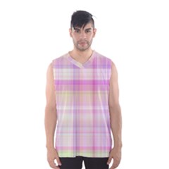 Pink Madras Plaid Men s Basketball Tank Top by SpinnyChairDesigns