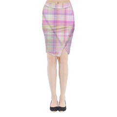 Pink Madras Plaid Midi Wrap Pencil Skirt by SpinnyChairDesigns