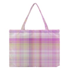 Pink Madras Plaid Medium Tote Bag by SpinnyChairDesigns