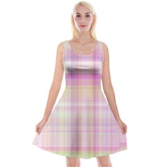 Pink Madras Plaid Reversible Velvet Sleeveless Dress