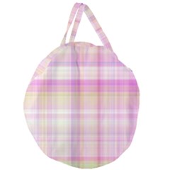 Pink Madras Plaid Giant Round Zipper Tote by SpinnyChairDesigns