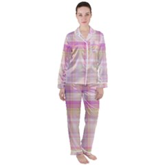 Pink Madras Plaid Satin Long Sleeve Pyjamas Set by SpinnyChairDesigns