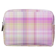 Pink Madras Plaid Make Up Pouch (Medium)