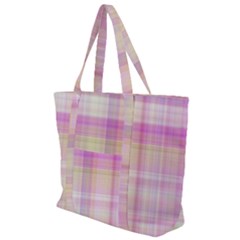 Pink Madras Plaid Zip Up Canvas Bag by SpinnyChairDesigns