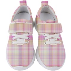 Pink Madras Plaid Kids  Velcro Strap Shoes by SpinnyChairDesigns