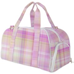 Pink Madras Plaid Burner Gym Duffel Bag by SpinnyChairDesigns