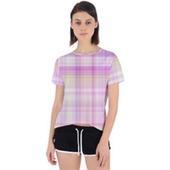 Pink Madras Plaid Open Back Sport Tee by SpinnyChairDesigns