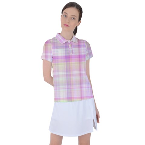 Pink Madras Plaid Women s Polo Tee by SpinnyChairDesigns