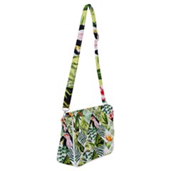 Flamingo Ropical Shoulder Bag With Back Zipper by designsbymallika