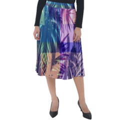 Purple Tropical Pattern Classic Velour Midi Skirt  by designsbymallika