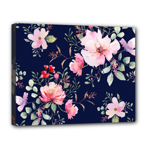 Printed Floral Pattern Canvas 14  X 11  (stretched)