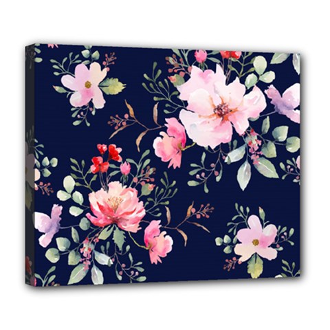 Printed Floral Pattern Deluxe Canvas 24  X 20  (stretched) by designsbymallika