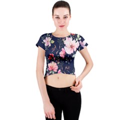 Printed Floral Pattern Crew Neck Crop Top by designsbymallika