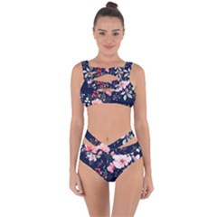 Printed Floral Pattern Bandaged Up Bikini Set  by designsbymallika