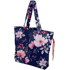 Printed Floral Pattern Drawstring Tote Bag by designsbymallika