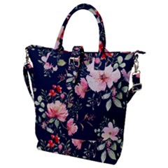 Printed Floral Pattern Buckle Top Tote Bag