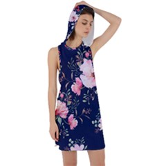 Printed Floral Pattern Racer Back Hoodie Dress by designsbymallika