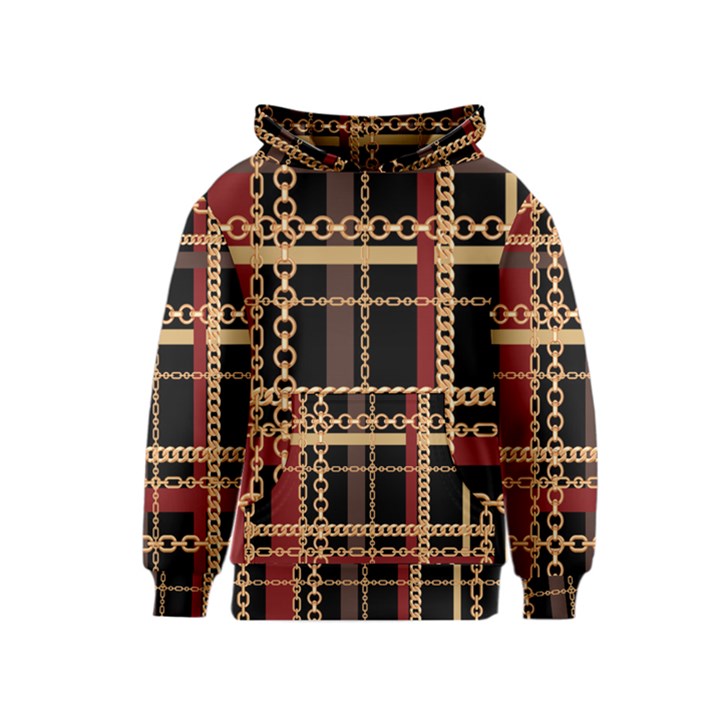 Red Black Checks Kids  Pullover Hoodie