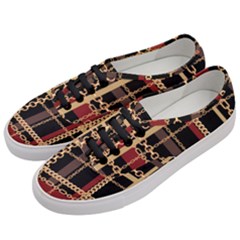 Red Black Checks Women s Classic Low Top Sneakers by designsbymallika